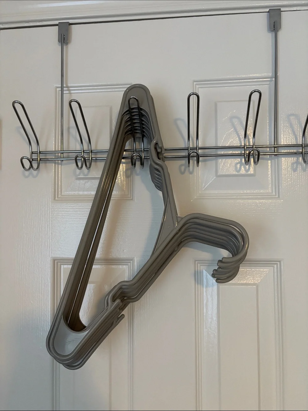 Set of Light Grey Plastic Clothes Hangers - 10 Pack